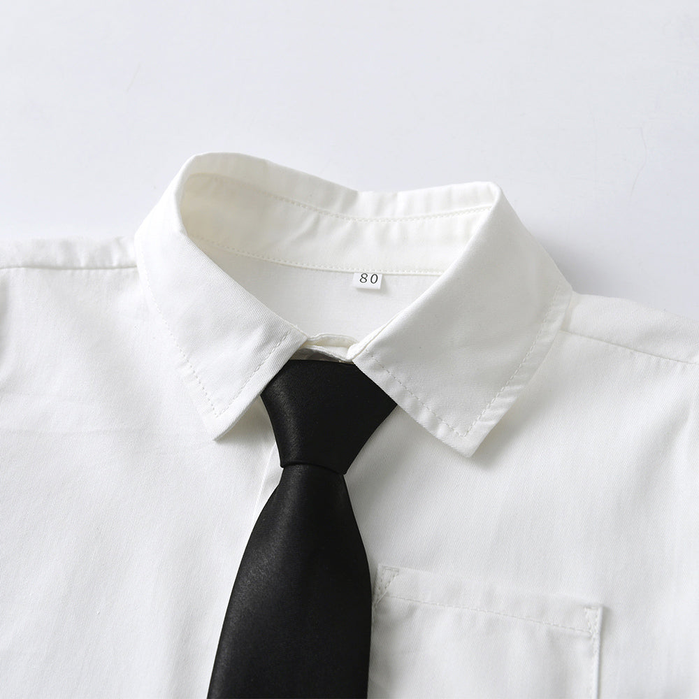 Unisex Kids Solid Spread Collar Casual Shirt