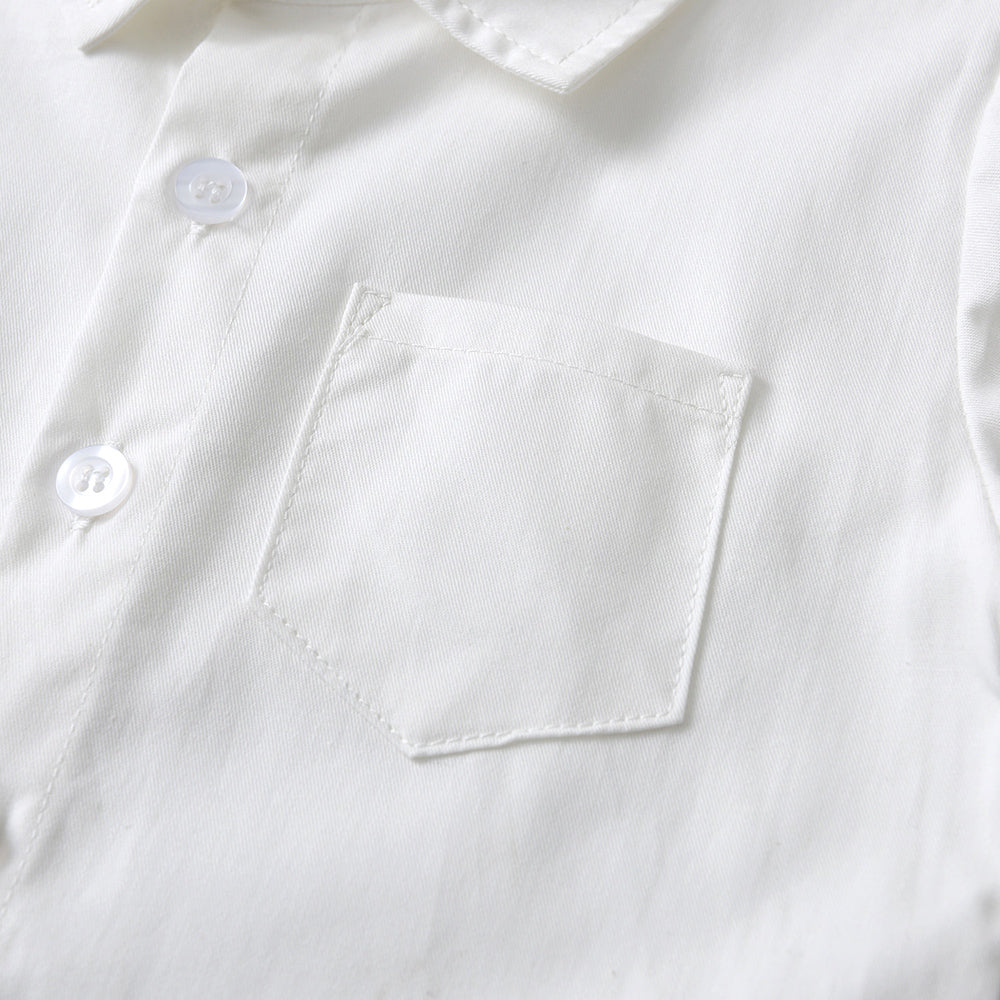 Unisex Kids Solid Spread Collar Casual Shirt