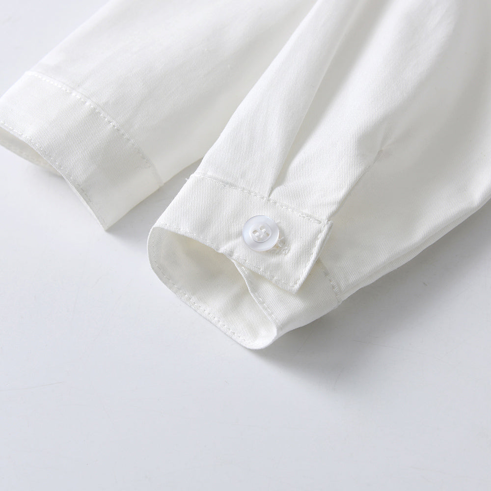 Unisex Kids Solid Spread Collar Casual Shirt