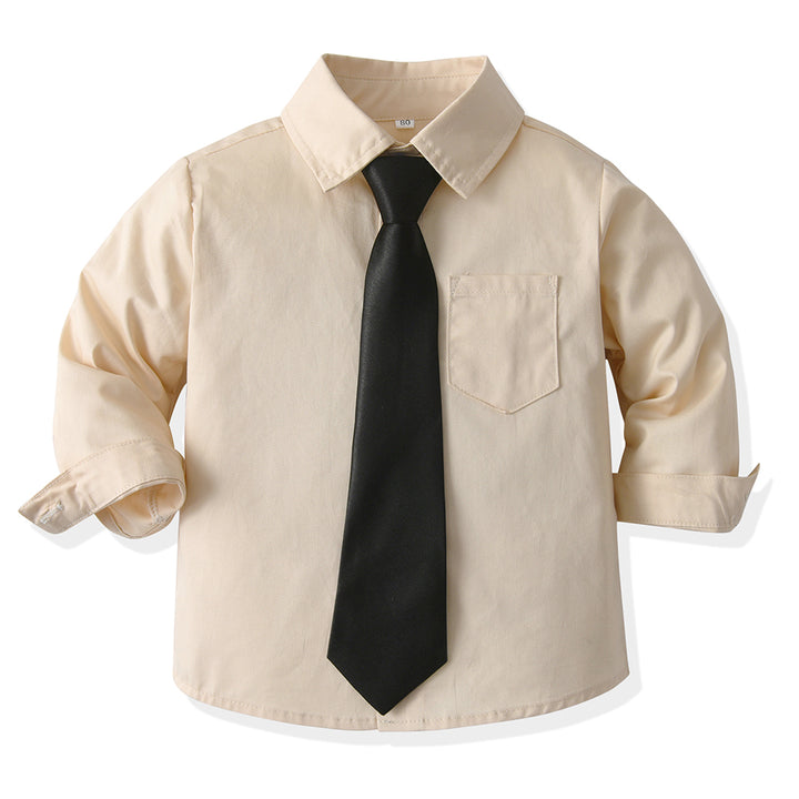 Unisex Kids Solid Spread Collar Casual Shirt