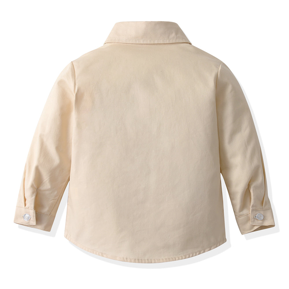 Unisex Kids Solid Spread Collar Casual Shirt