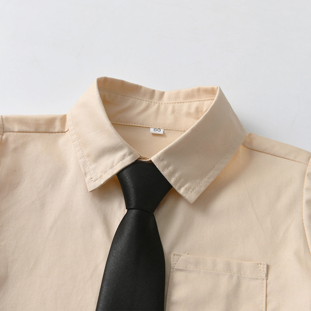 Unisex Kids Solid Spread Collar Casual Shirt