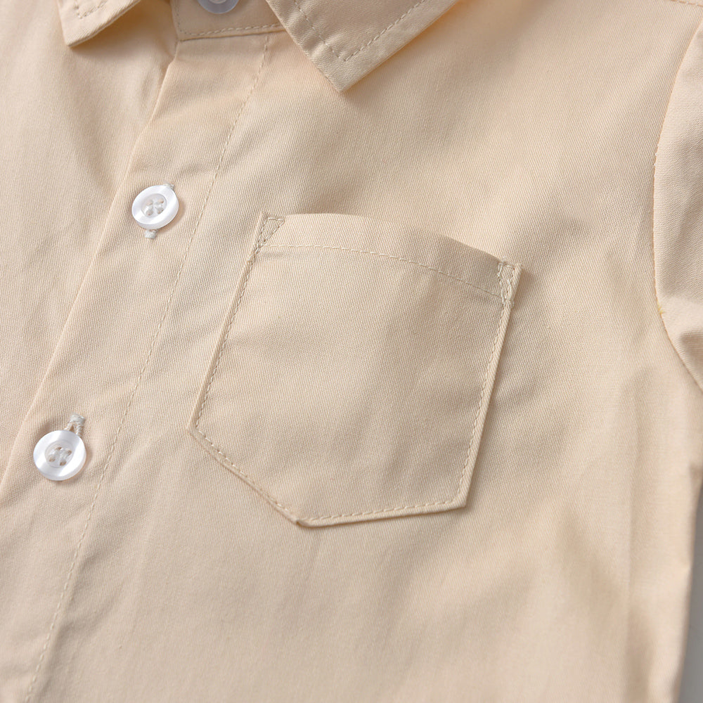 Unisex Kids Solid Spread Collar Casual Shirt