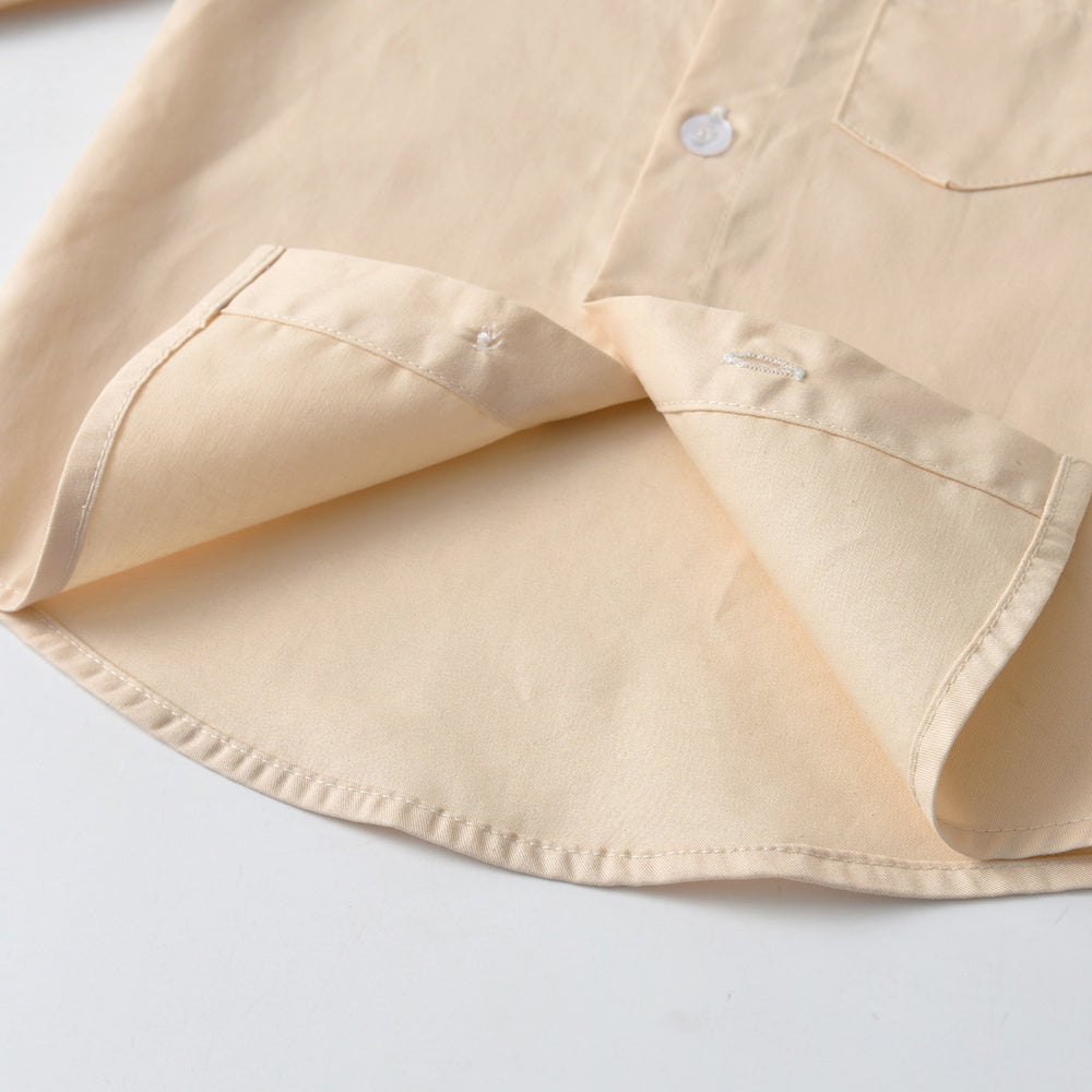 Unisex Kids Solid Spread Collar Casual Shirt