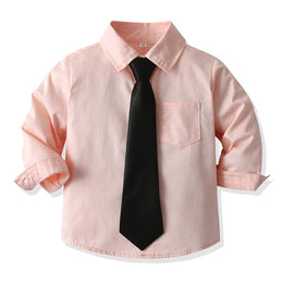 Unisex Kids Solid Spread Collar Casual Shirt