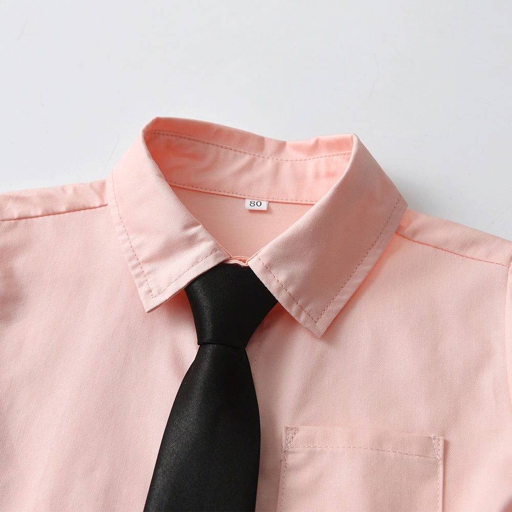 Unisex Kids Solid Spread Collar Casual Shirt