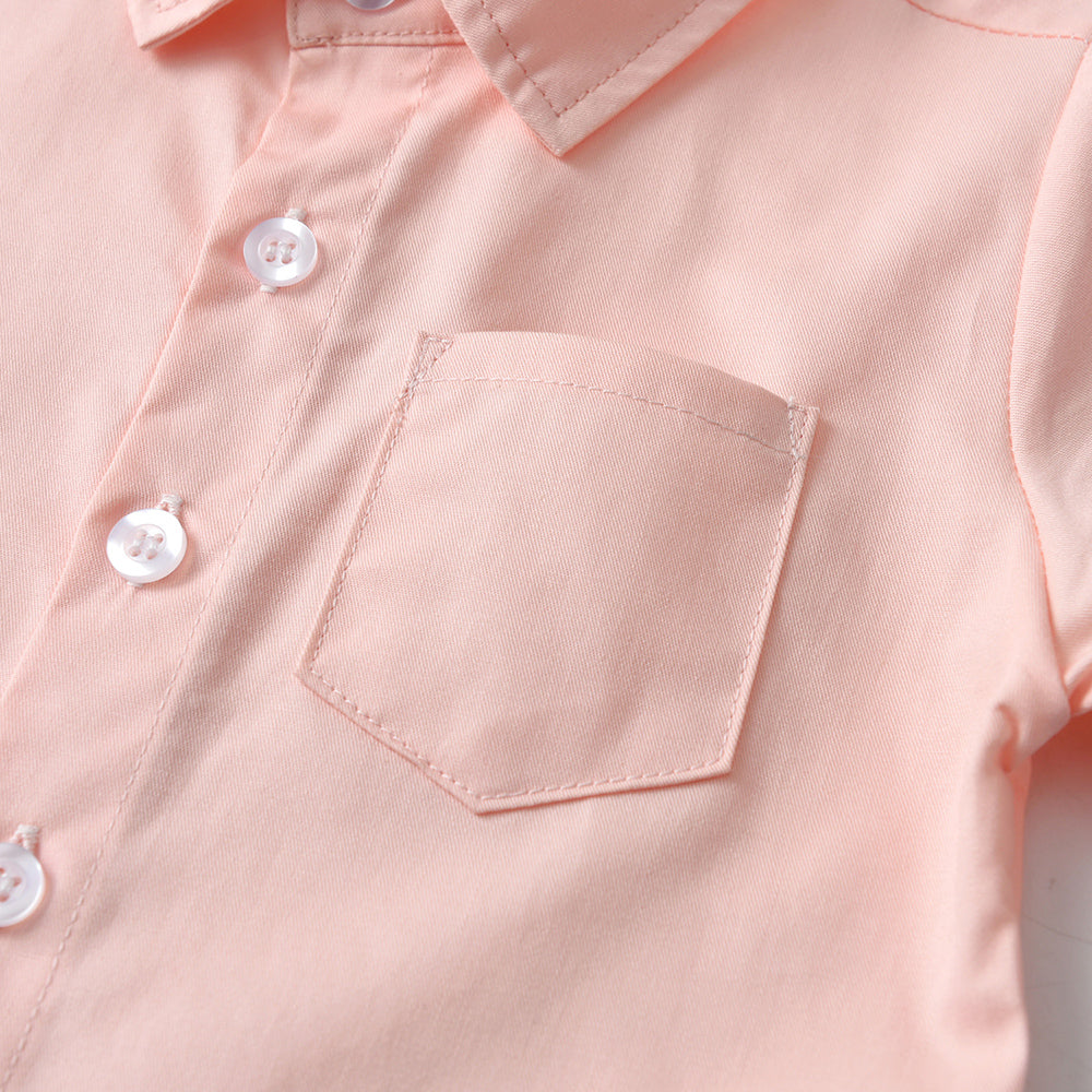 Unisex Kids Solid Spread Collar Casual Shirt