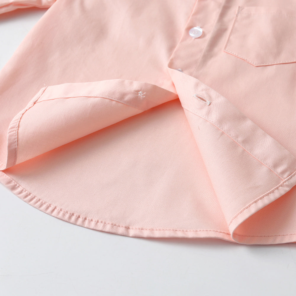 Unisex Kids Solid Spread Collar Casual Shirt