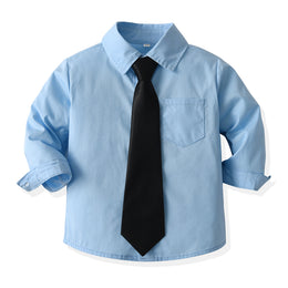 Unisex Kids Solid Spread Collar Casual Shirt