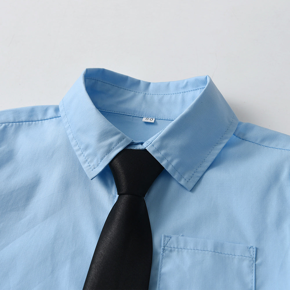 Unisex Kids Solid Spread Collar Casual Shirt