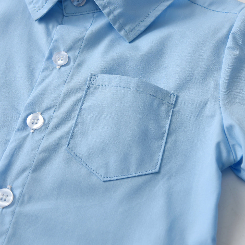Unisex Kids Solid Spread Collar Casual Shirt