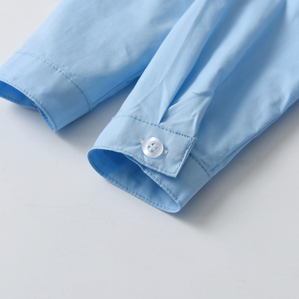 Unisex Kids Solid Spread Collar Casual Shirt