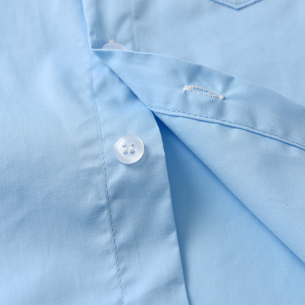 Unisex Kids Solid Spread Collar Casual Shirt