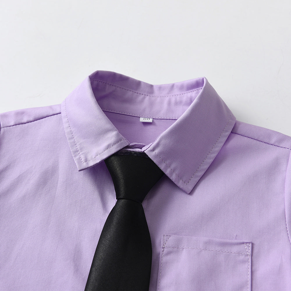 Unisex Kids Solid Spread Collar Casual Shirt