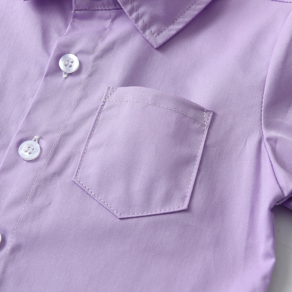 Unisex Kids Solid Spread Collar Casual Shirt