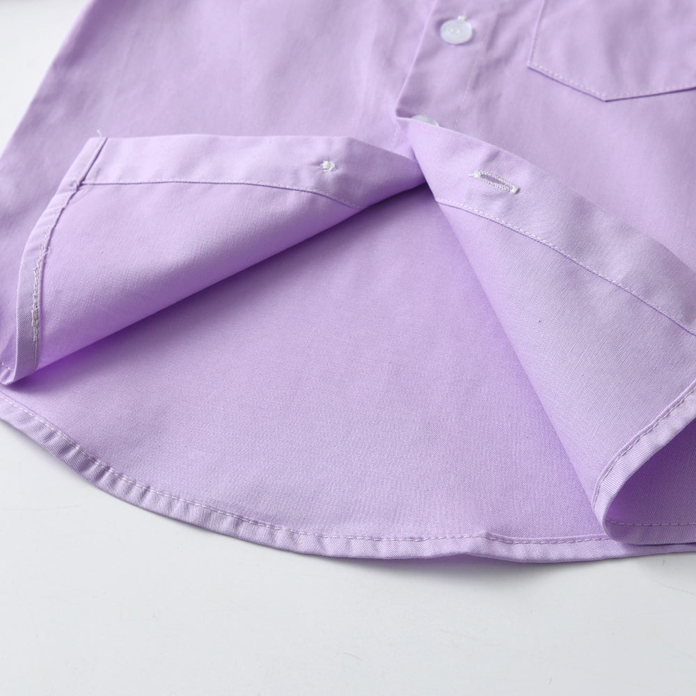 Unisex Kids Solid Spread Collar Casual Shirt