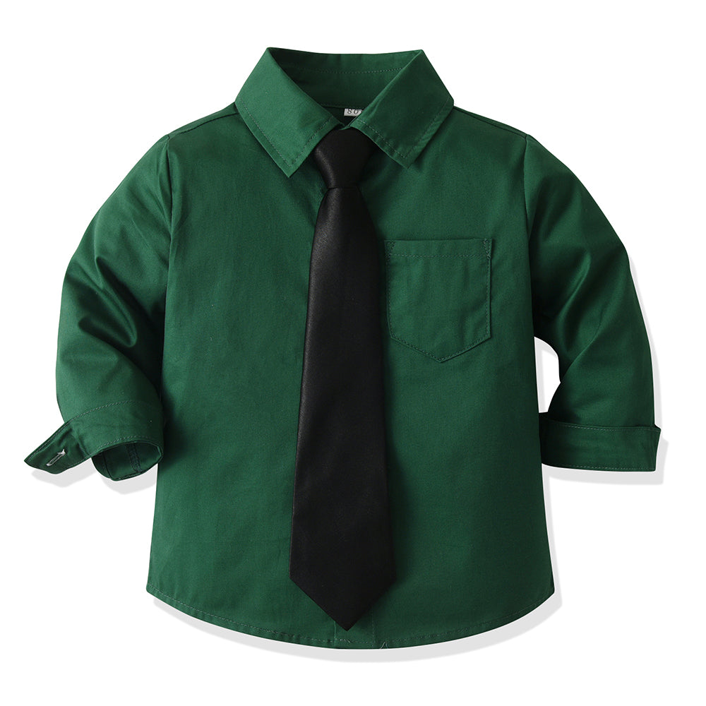 Unisex Kids Solid Spread Collar Casual Shirt