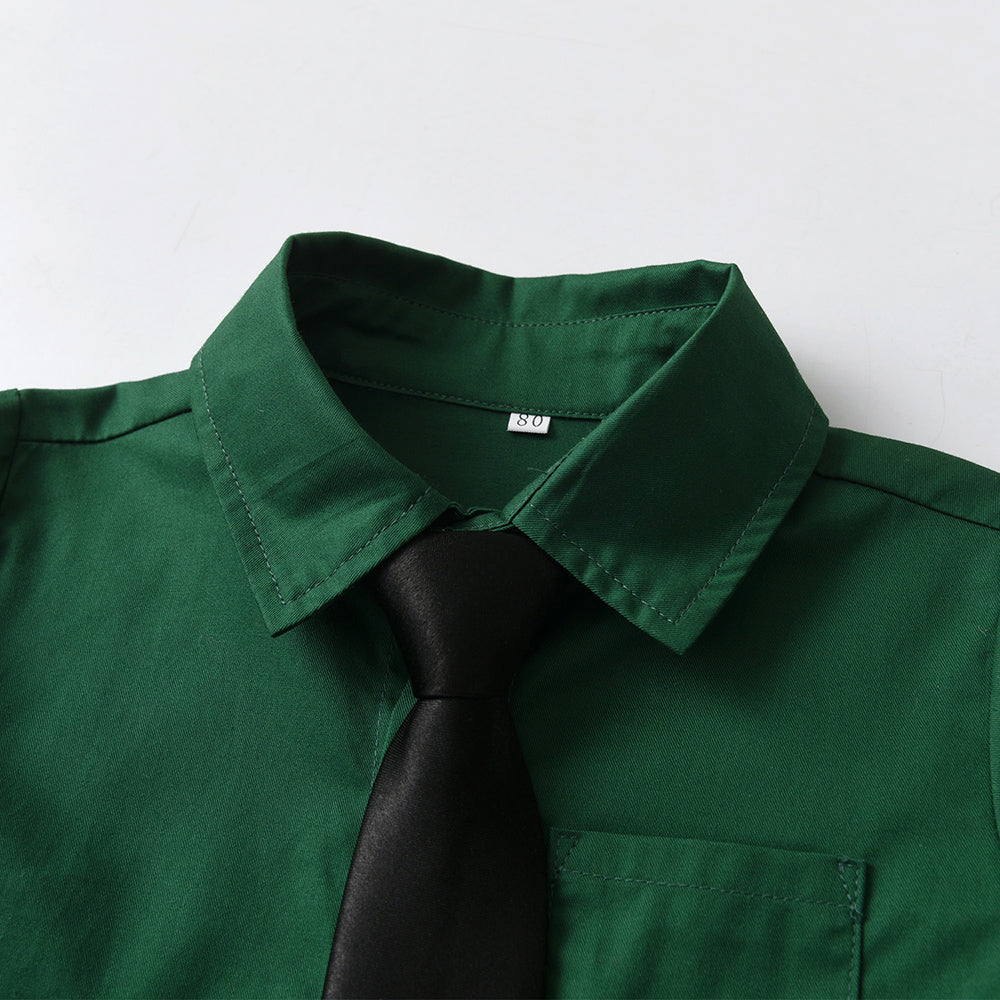 Unisex Kids Solid Spread Collar Casual Shirt