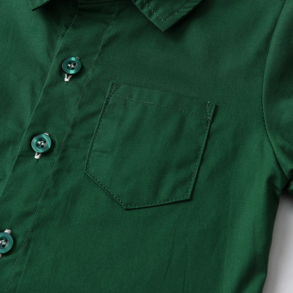 Unisex Kids Solid Spread Collar Casual Shirt