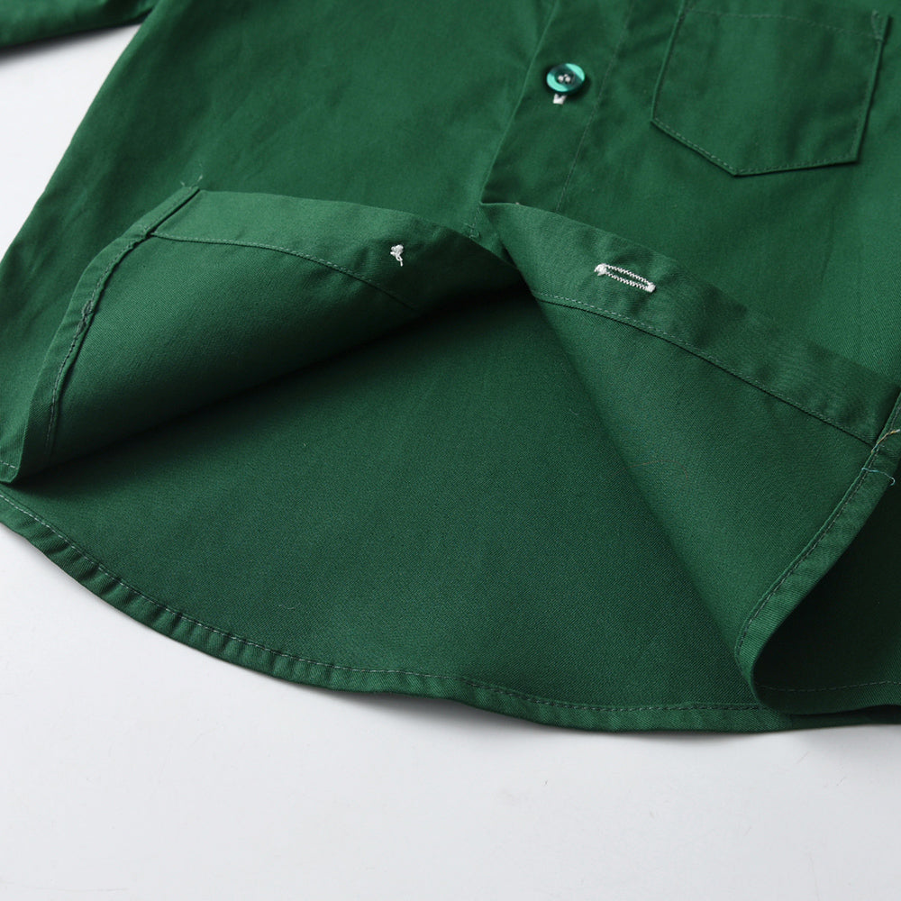 Unisex Kids Solid Spread Collar Casual Shirt