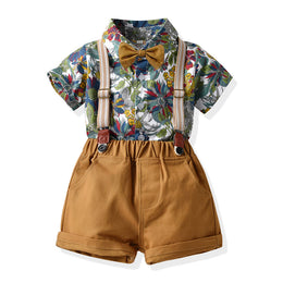 Boys Printed Pure Cotton Shirt with Shorts