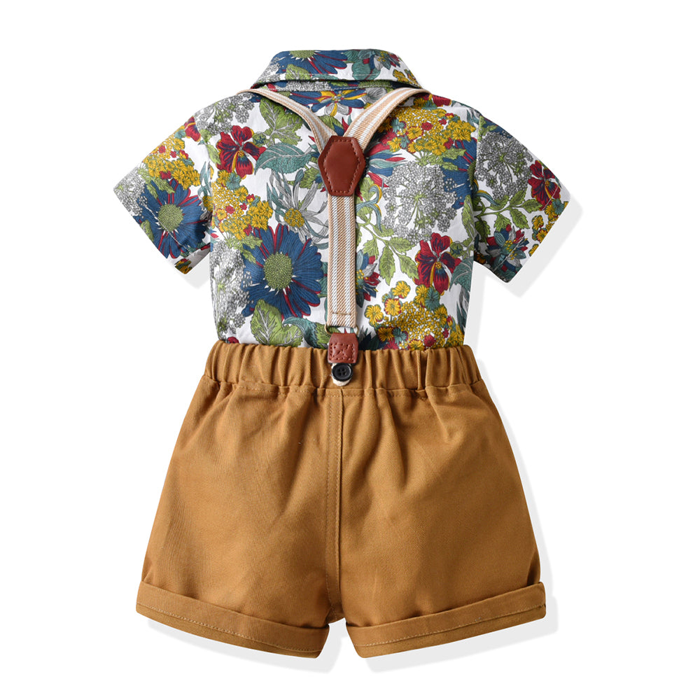 Boys Printed Pure Cotton Shirt with Shorts