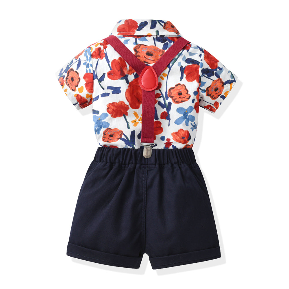 Boys Printed Pure Cotton Shirt with Shorts