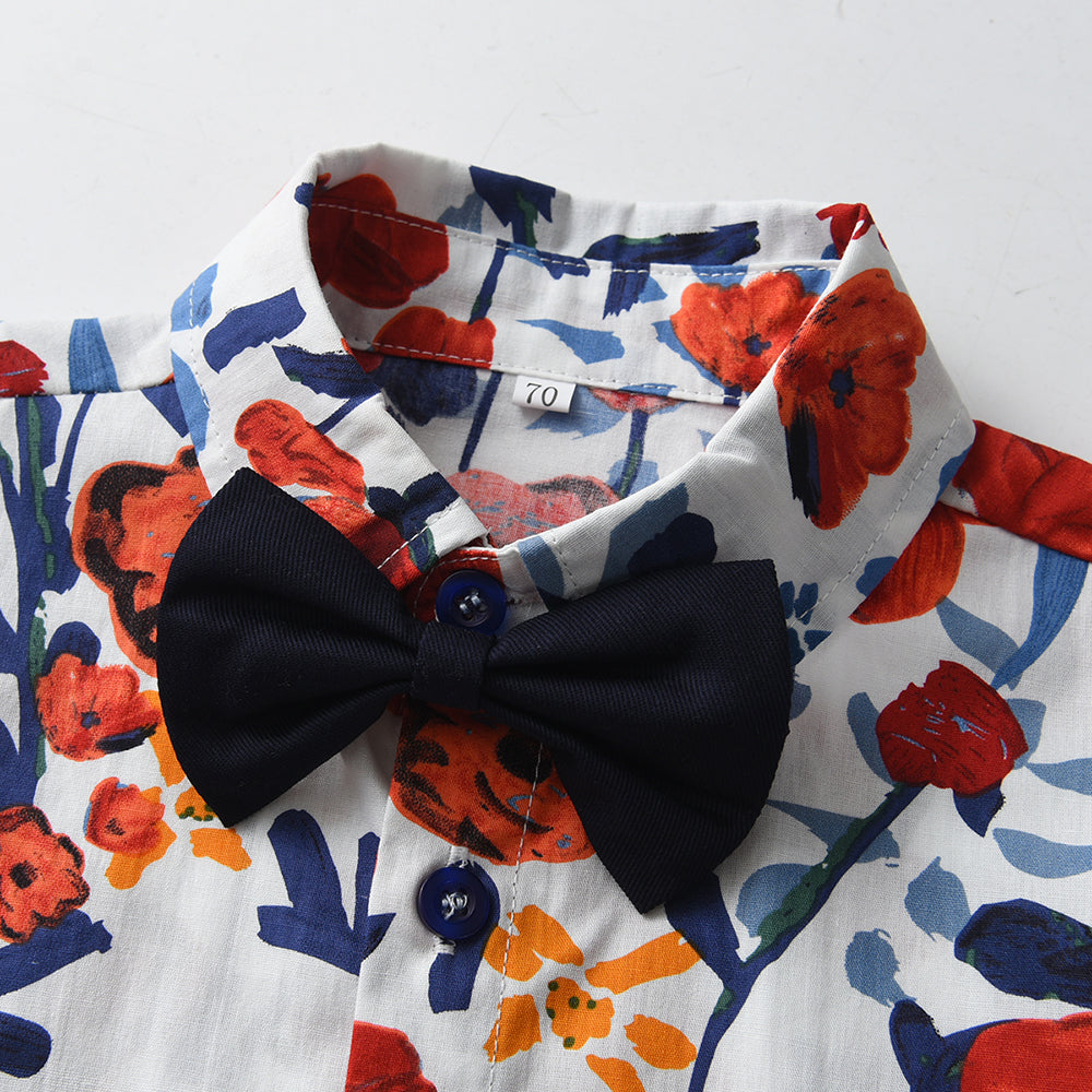 Boys Printed Pure Cotton Shirt with Shorts
