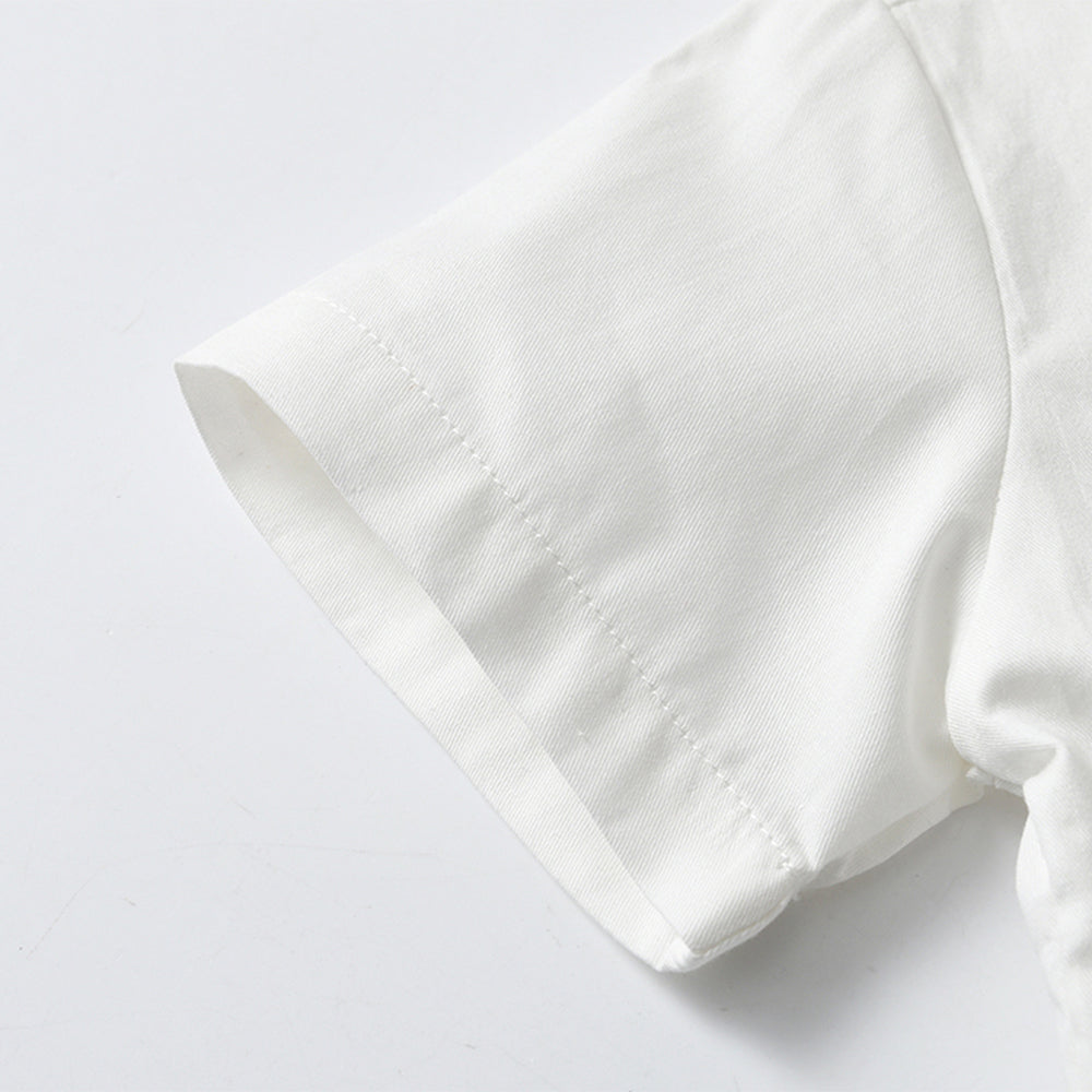 Boys Pure Cotton Shirt With Shorts & Suspenders