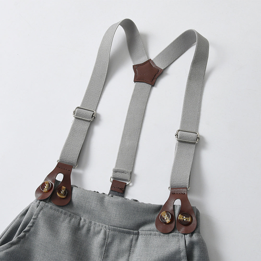 Boys Pure Cotton Shirt With Shorts & Suspenders