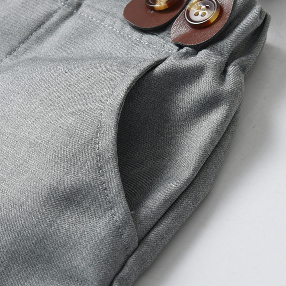 Boys Pure Cotton Shirt With Shorts & Suspenders