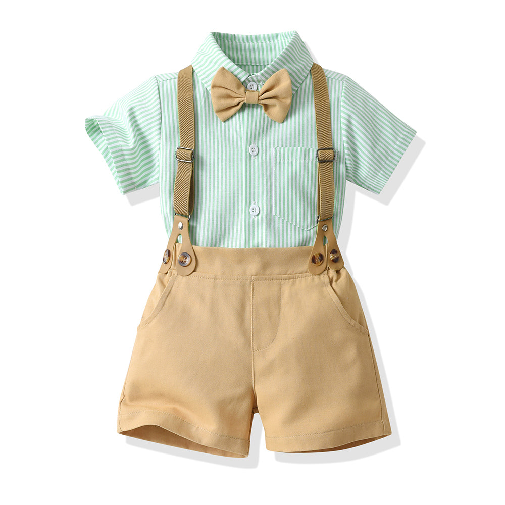 Boys Striped Pure Cotton Shirt with Shorts
