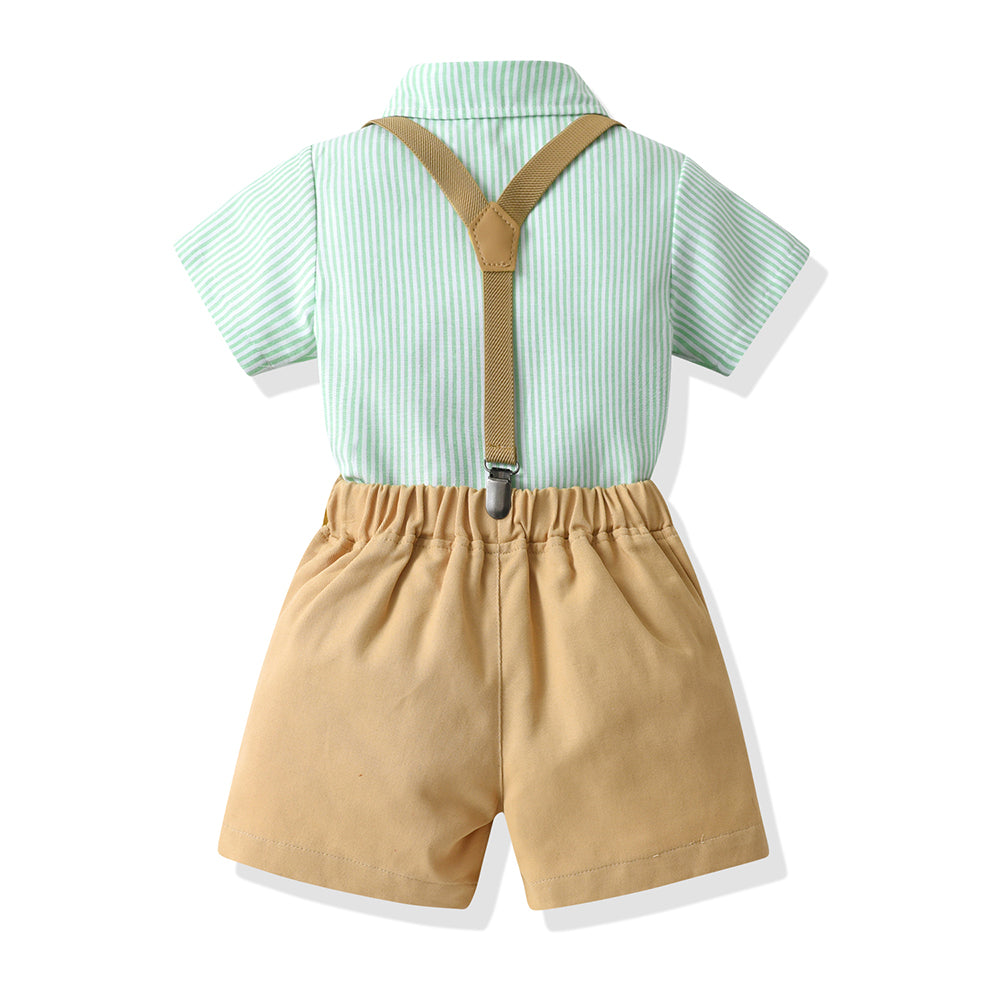 Boys Striped Pure Cotton Shirt with Shorts