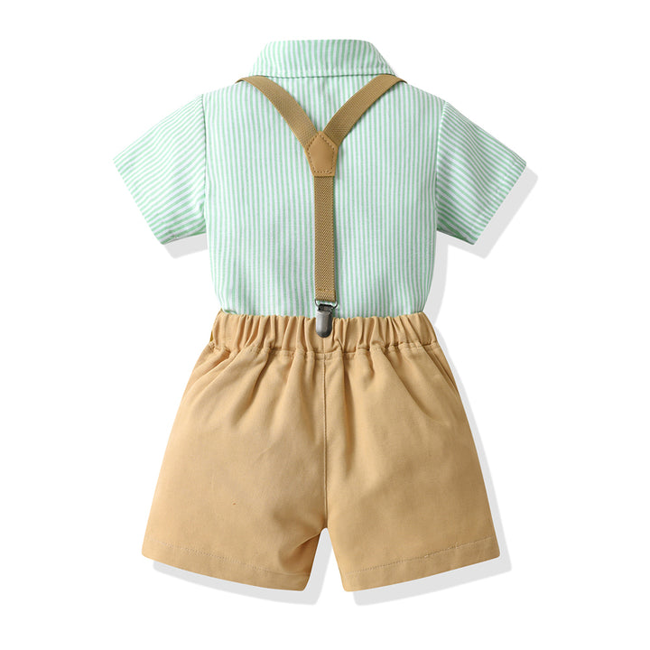 Boys Striped Pure Cotton Shirt with Shorts