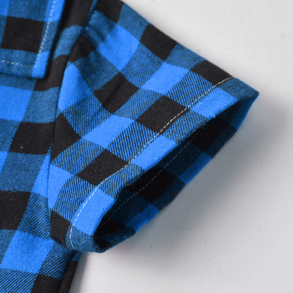 Kids Blue & Black Checked Shirt with Shorts