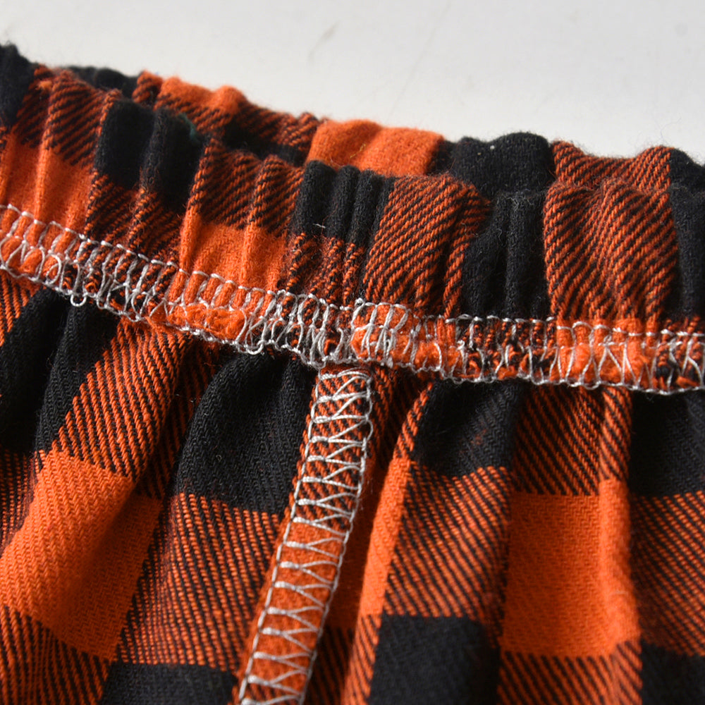 Kids Orange & Black Checked Pure Cotton Shirt with Shorts