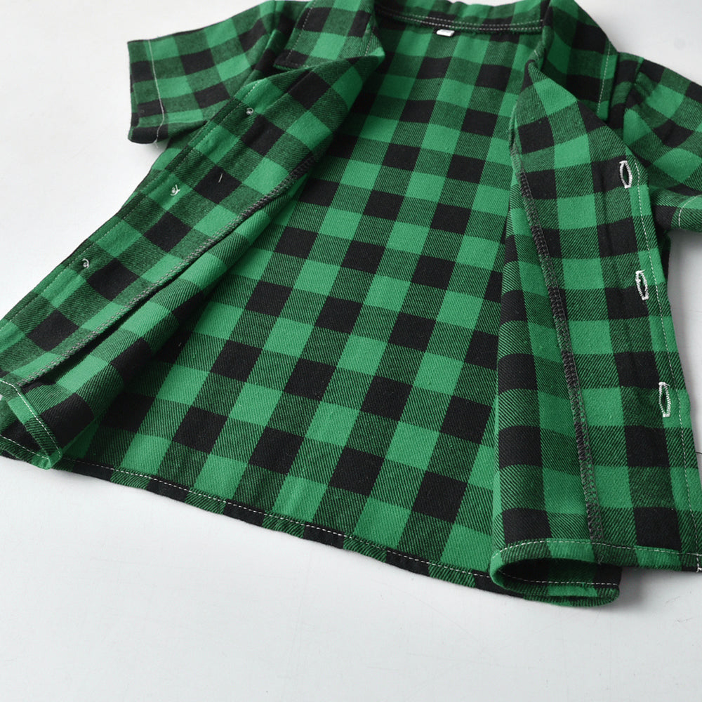 Kids Checked Pure Cotton Shirt With Short
