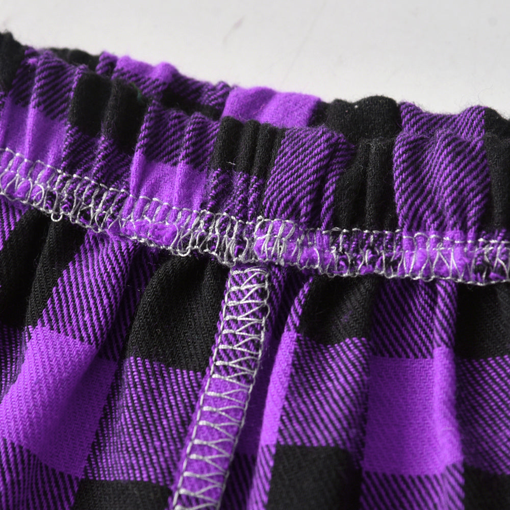 Kids Purple & Black Checked Pure Cotton Shirt with Shorts
