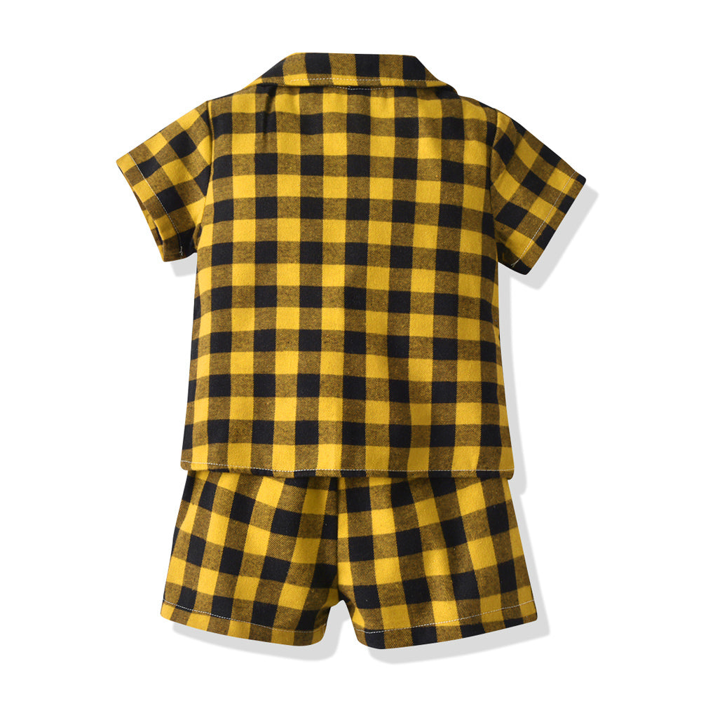 Kids Yellow & Black Checked Shirt with Shorts