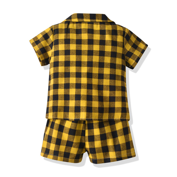 Kids Yellow & Black Checked Shirt with Shorts