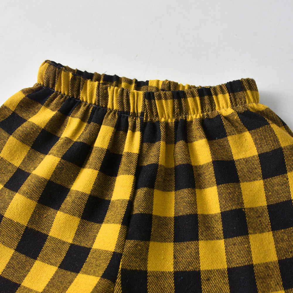 Kids Yellow & Black Checked Shirt with Shorts
