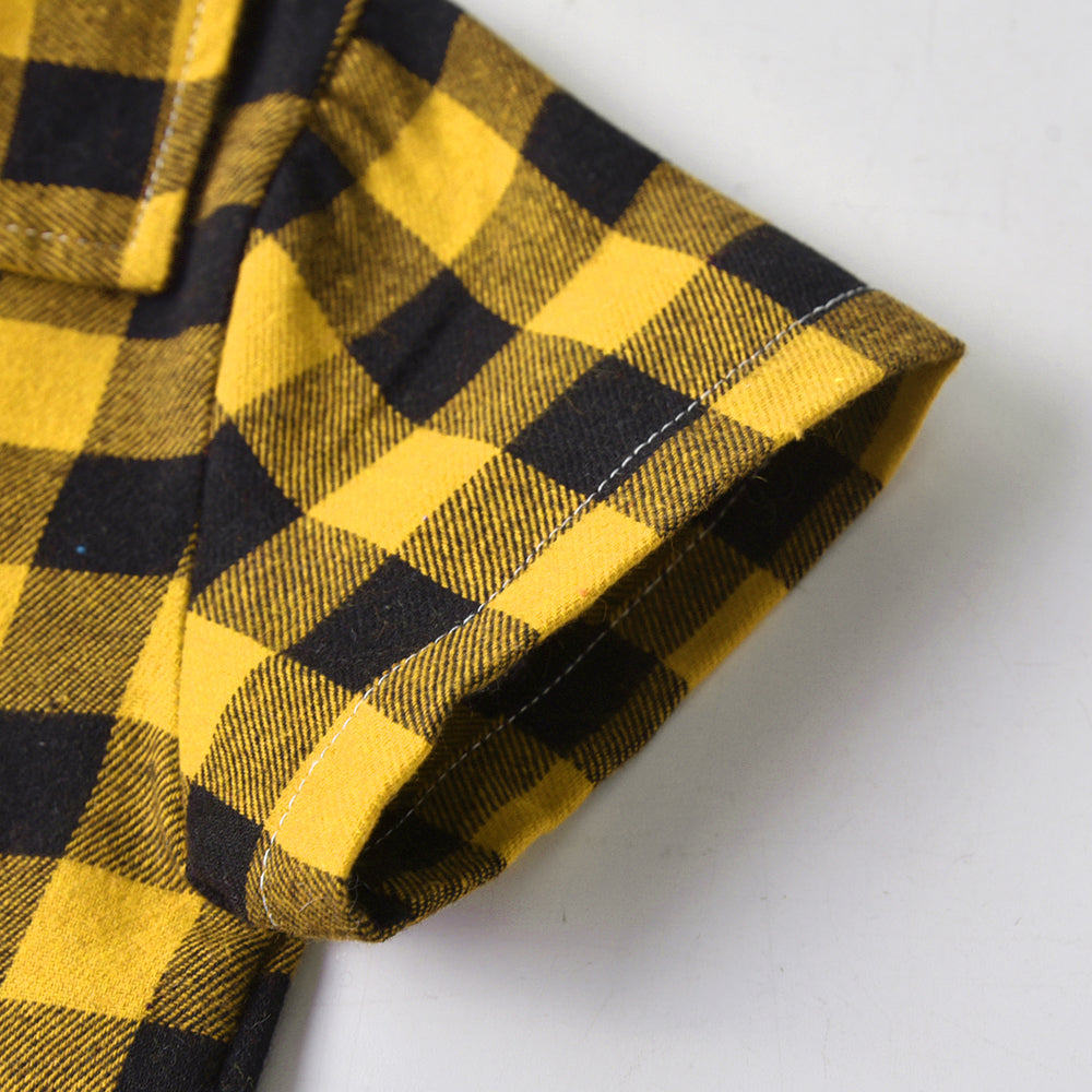 Kids Yellow & Black Checked Shirt with Shorts