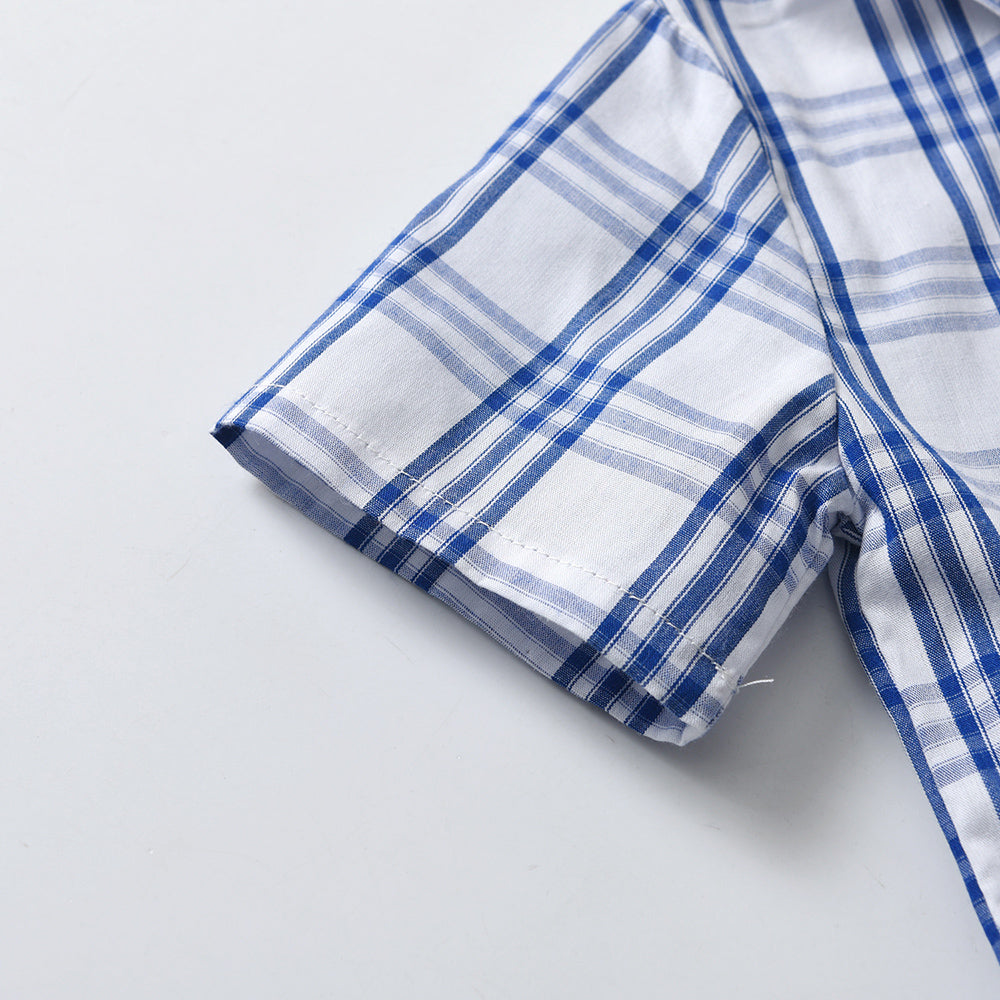 Boys Checked Spread Collar Pure Cotton Shirt with Shorts