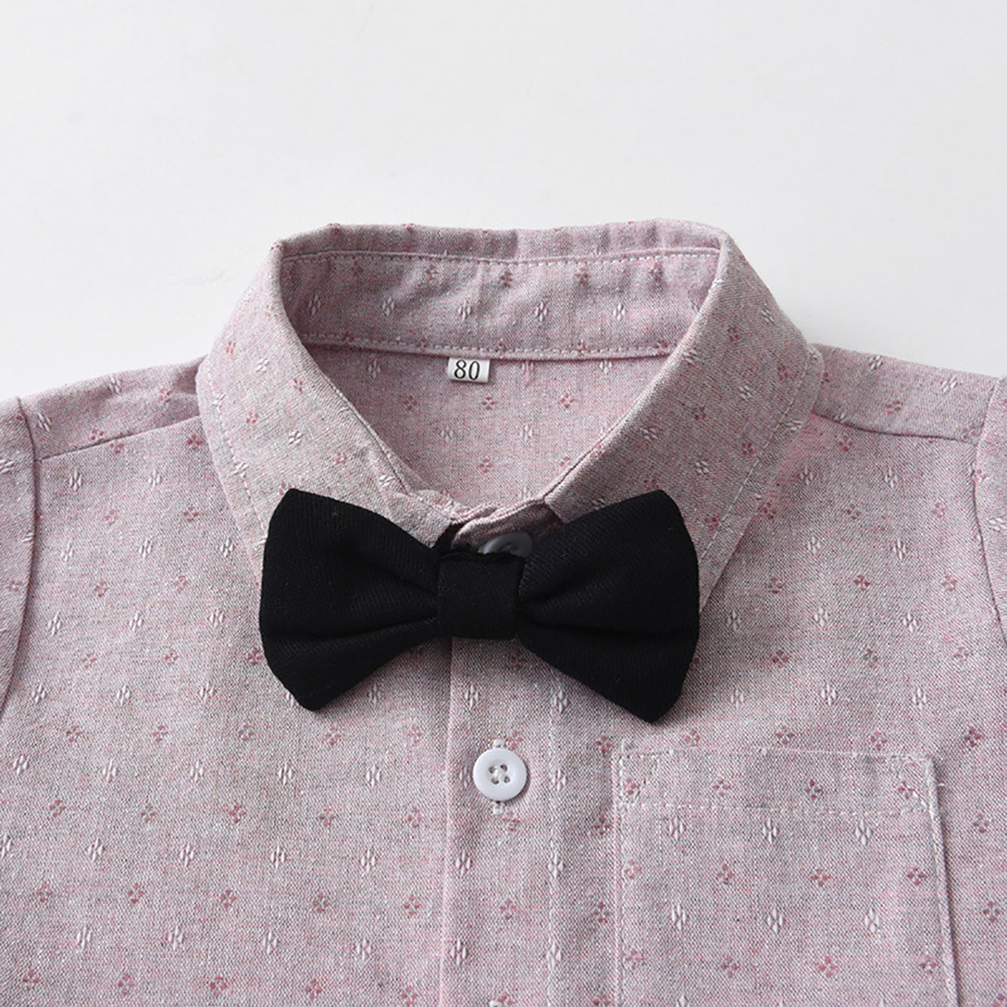 Boys Self Design Shirt Collar Shirt & Trouser & Suspenders & Bow Tie