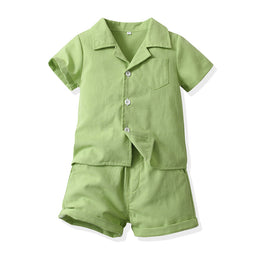 Kids Green Pure Cotton Shirt with Shorts