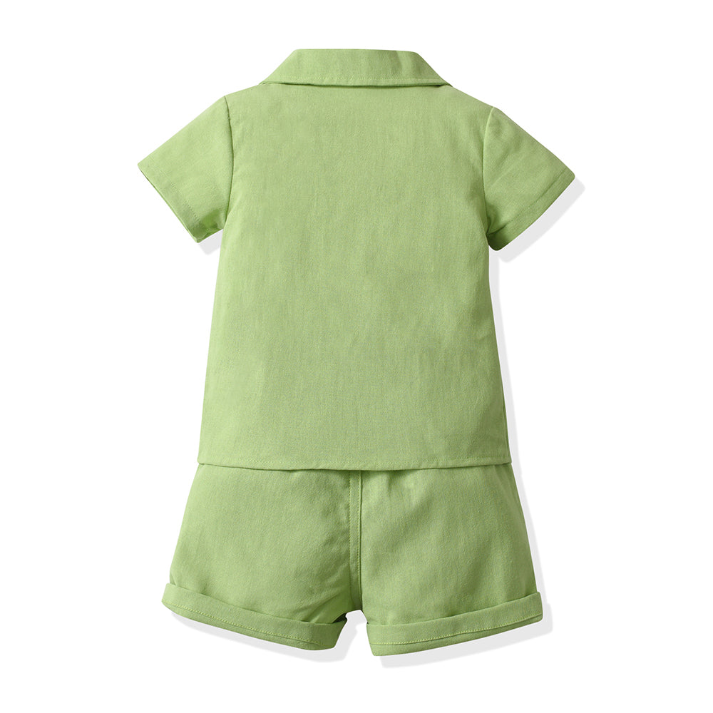 Kids Green Pure Cotton Shirt with Shorts