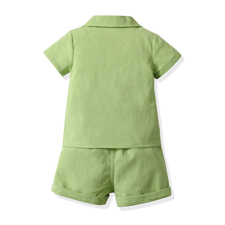 Kids Green Pure Cotton Shirt with Shorts