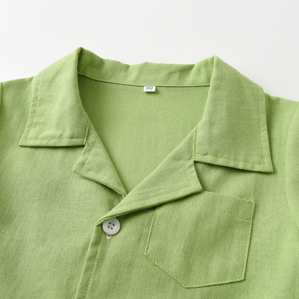 Kids Green Pure Cotton Shirt with Shorts