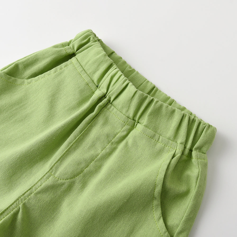 Kids Green Pure Cotton Shirt with Shorts
