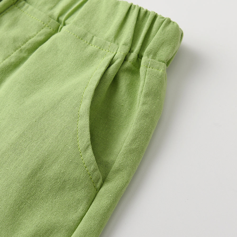 Kids Green Pure Cotton Shirt with Shorts